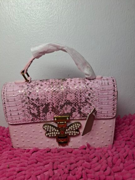 Portable Pink Leather Bag