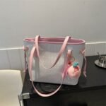 Asake White and Pink Tote Bag with Pink Teddy