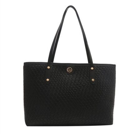 Yem  Black Leather Tote Bag