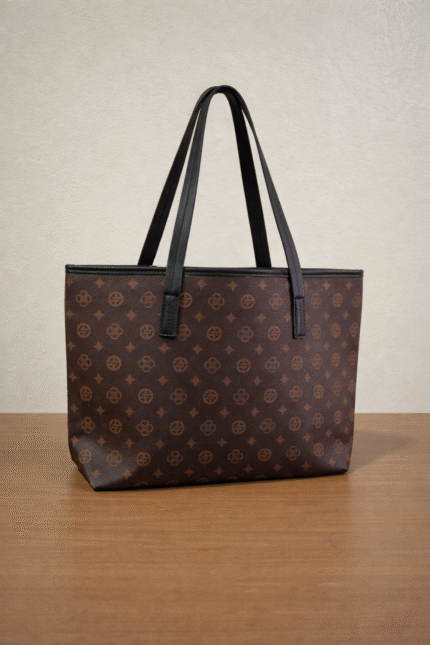 Brown Tote Bag with black handle
