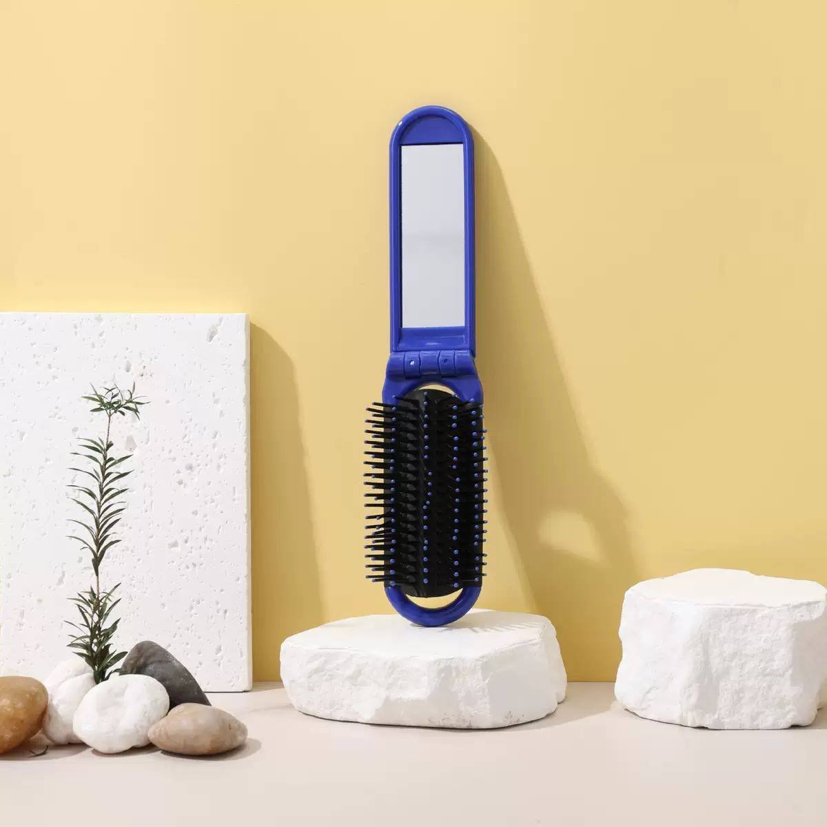 2026/06/1003808872.jpg Foldable Hair Comb with Mirror - Image 1